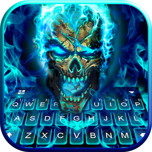 Blue Flame Skull Keyboard Theme APK Download