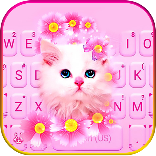 Pink Flowers Kitten Keyboard Theme APK 6.0.1216_10 Download