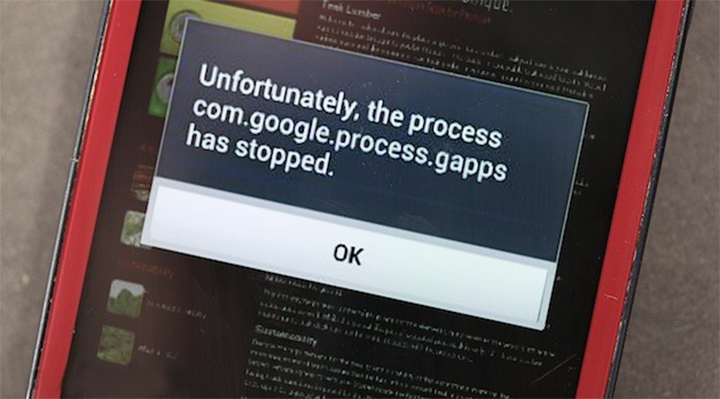 com.google.process.gapps stopped, android